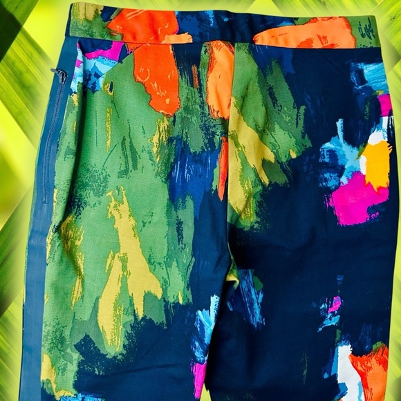 Kate Spade Saturday ‘Slim Fit Zip Pant’ in Navy Blue ‘Aurora’ Abstract Size 2 - Picture 10 of 14